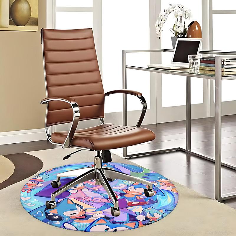 

1pc Sonic the Hedgehog Anime Cartoon Design Round Carpet - Office Chair Mat, Non-Slip Rug for Home Decor, Living Room, Bedroom, Game Room, Birthday Gi 80cm by 80cm