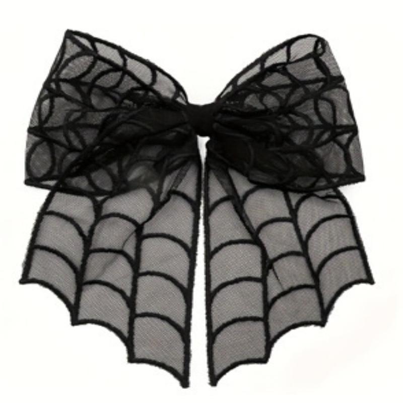 Punk Style Halloween Bat Mesh Bow Mysterious Black Heavy Duty Hair Clip Niche Design High-End Back Of The Head Hair Clip