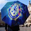 Niebieski Parasol Automatycznie Składany z Logo Chelsea Football Club - 8-żebrowy Parasol Podróżny z Automatycznym Otwieraniem/Zamykaniem i Przenośnymi Prezentami na Święta lub Urodziny