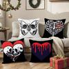 Cool Skull And Heart Print Pillow Case Sofa Living Room Bedroom Headboard Backrest Cushion Square Cushion