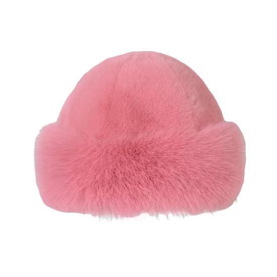 Faux Fur Winter Bucket Hat Solid Color Soft Texture Thickened Warm Plush Hat Gentle