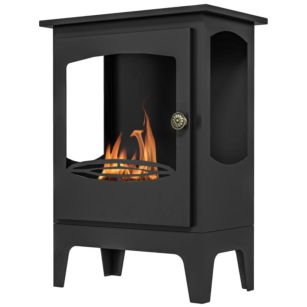 Ethanol Fireplace Black Contemporary Steel 39x26x54 cm 1.2L Tank