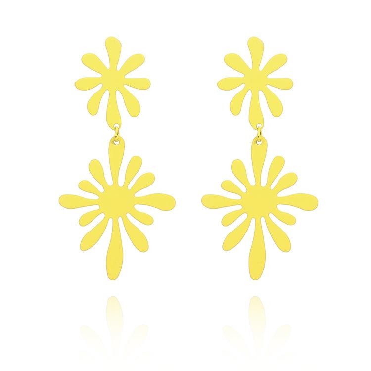 European and American exaggerated pattern hollow earrings ins cold wind candy color personality temperament long earrings