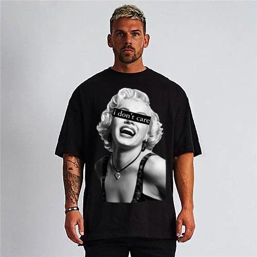 Marlin Monroe I don t care stre style black t shirt 100% silk screen M