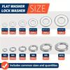 1 Set 304 Stainless Steel Boxed Gasket Stainless Steel Screw Flat Washer M3-M10 Combination Spring Washer Set of 260 Pieces
