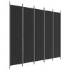 VidaXL Cloison de Séparation 5 Panneaux Séparateur de Pièce Pliable Diviseur Écran d'Intimité Paravent Décoration Salon Noir 350205