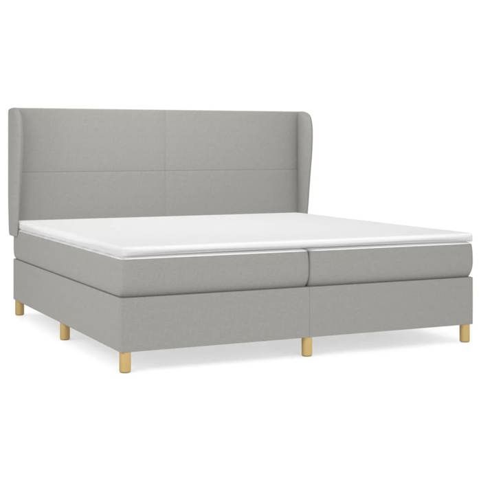 3128389 vidaXL Lit à sommier tapissier avec matelas Gris clair 200x200cm Tissu