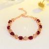 Rose Gold Plated Four-Leaf Clover Bracelet with Red Tourmaline and Ruby