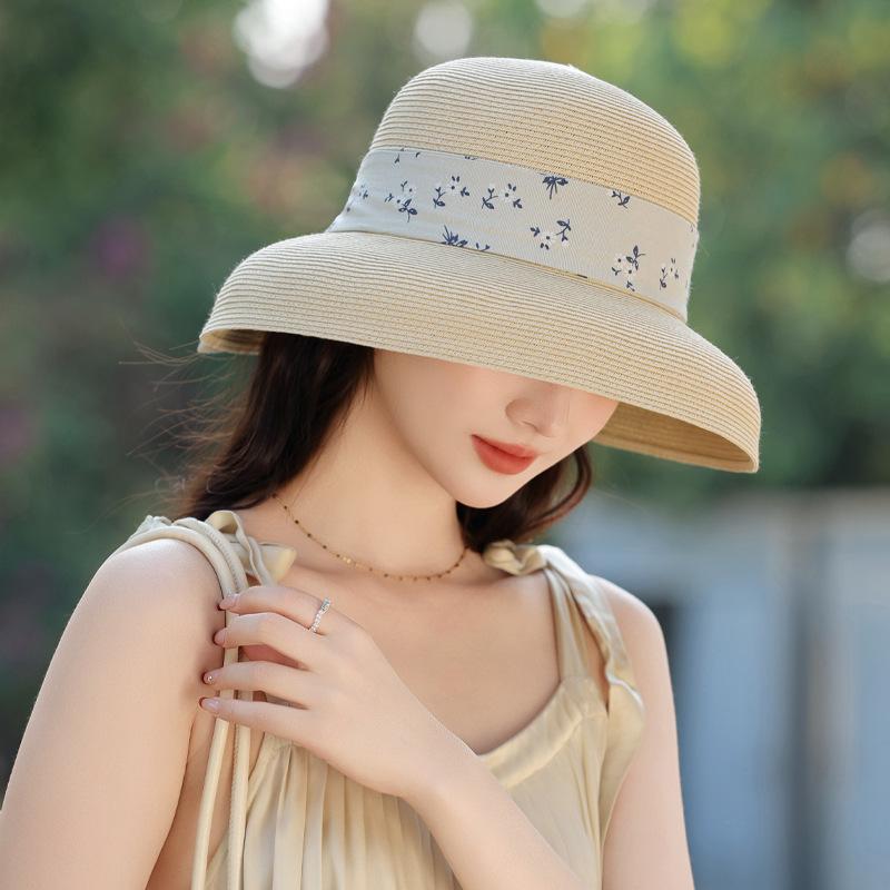 Summer New Hat Women's Streamer Lafite Straw Hat Summer Outdoor Sun Hat Sun Hat