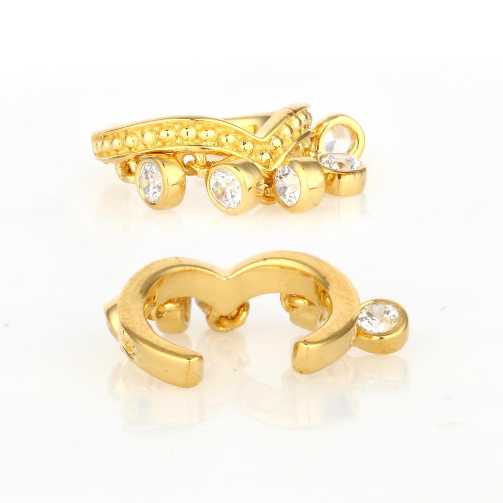 White Cubic Zirconia Ear Cuff Earrings 925 Silver Yellow Gold Plated