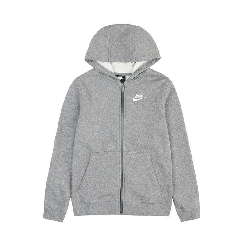 (GS) Nike Sportswear Club Full-Zip Hoodie Grey White Kids BV3699-091 M