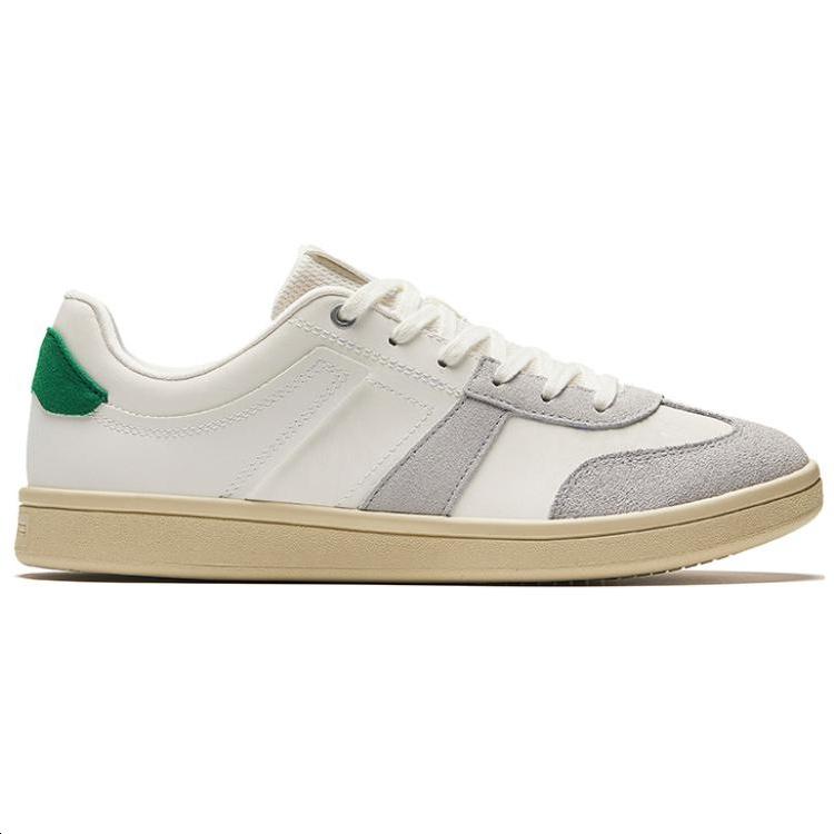 Anta Slip Resistant Lightweight Non Slip Lightweight Low Top Skateboard Shoes Men's White Green 912428005-2