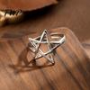 Hollow Star Shape Finger Ring Thumb Adjustable Opening Design Titanium Steel Band Versatile Jewelry Gift