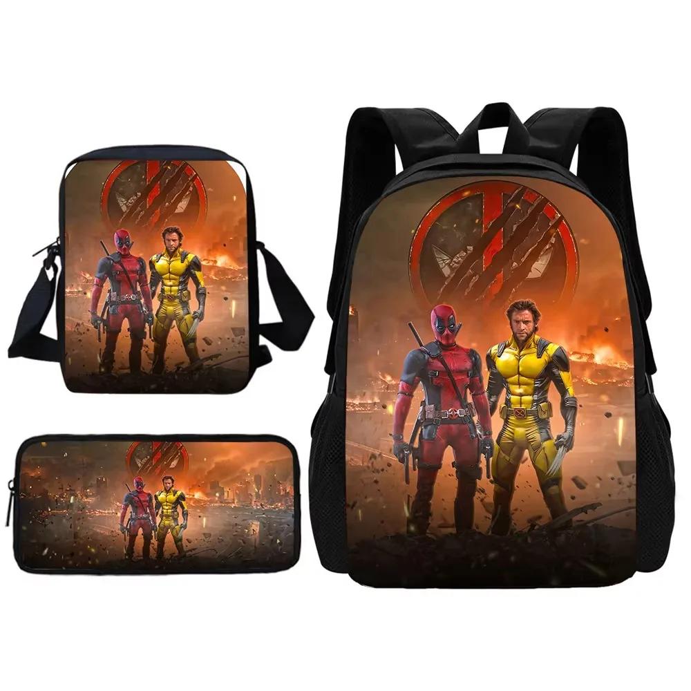 Deadpool Movie Child School Backpack With Shoulder Bag Pencil Bags School Bags for Boys Girls Best Gift