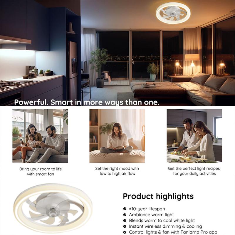 IRALAN Smart Ceiling Fans With Lights Remote Control Living Room Lights Bedroom Decor Ventilator Lamp 48cm Silent Chandelier Fan