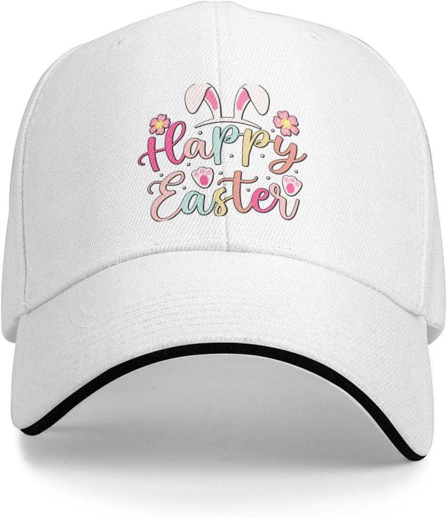 Happy Easter Bunny Ears Baseball Cap Polyester Casual Sun Protection Adjustable Adult Cap