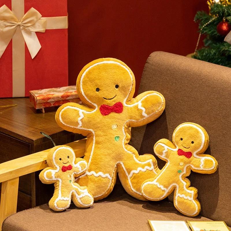New Christmas Gingerbread Man Plush Toys Cuddly Cartoon Smile Gingerbread Man Pendants Doll Kawaii Home Decor Kids Xmas Gift