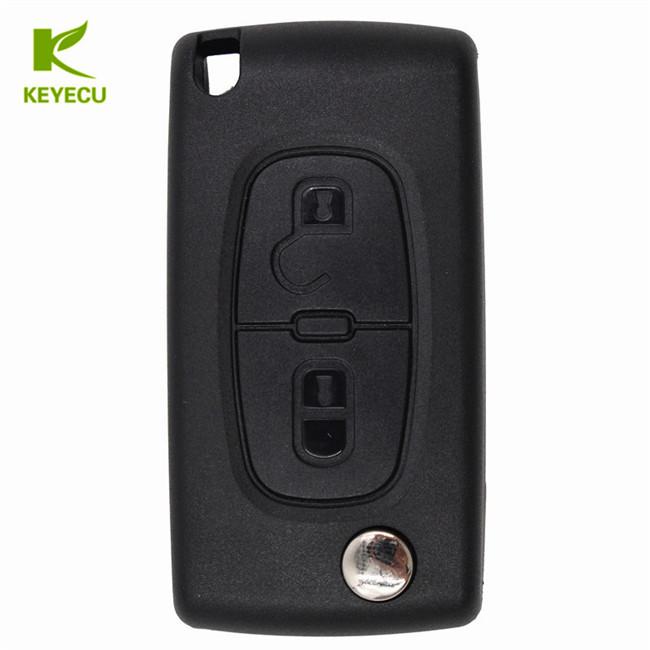 KEYECU Klappschlüssel Fernbedienung 2 Tasten 433MHz ID46 für PEUGEOT 207 208 307 308 408 Partner für Citroen C2 C3 C5 2005-2009 0536 Modell
