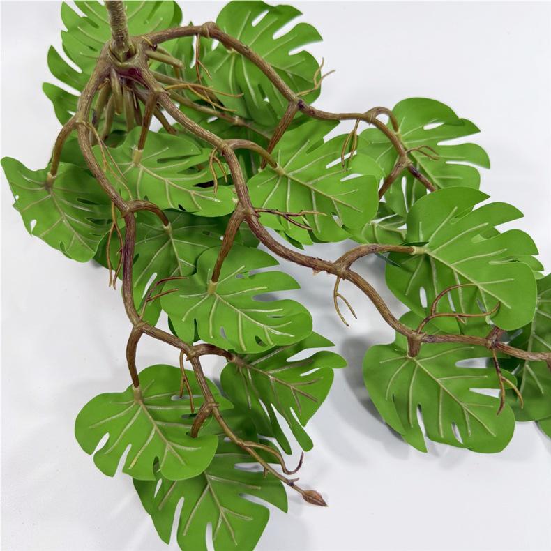 Wandmontierte Monstera-Ranke für die Innendekoration: Hängende Efeutute und laminierte grüne Zweige