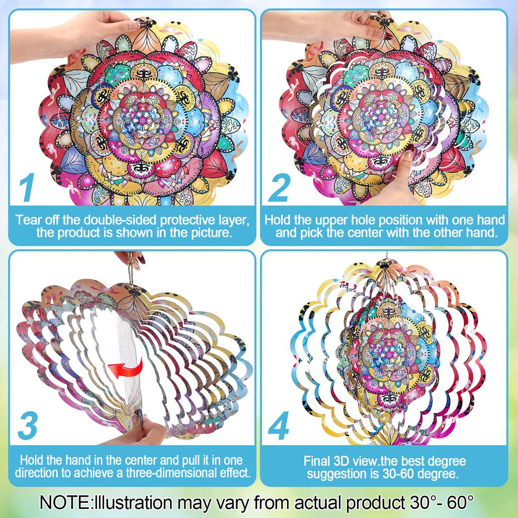 Animal Wind Turbine Outdoor Fan Hanging Decoration Outdoor Courtyard Garden Decoration Mandala 3D Rotating Wind Chime