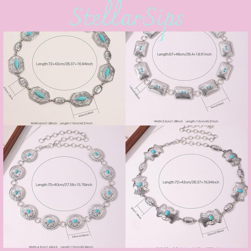 Spring Summer Womens Waist Belt With Turquoise Carved Accents And Hook Closure