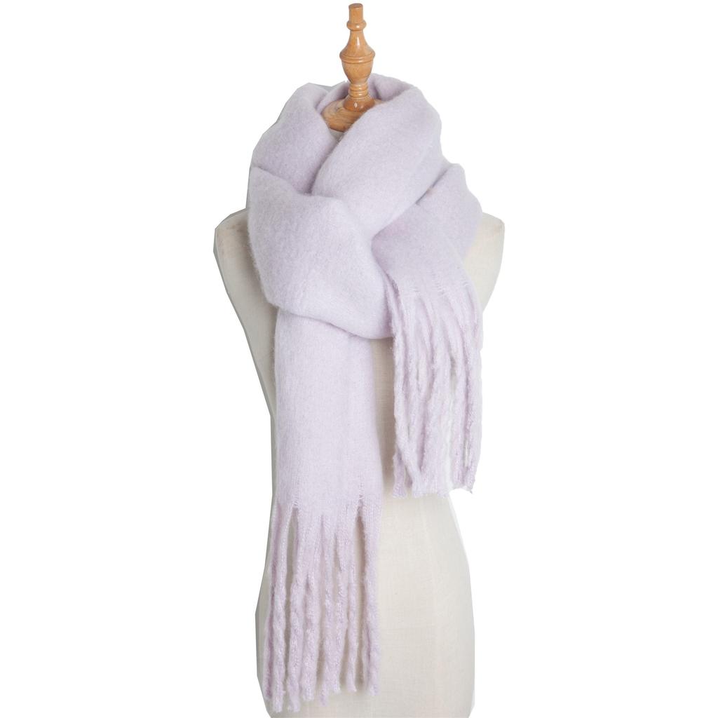  Solid Thick Cashmere Scarf for Women Large Wool Blanket Pashmina Winter Warm Shawl Wraps Bufanda Female With Tassel Scarves