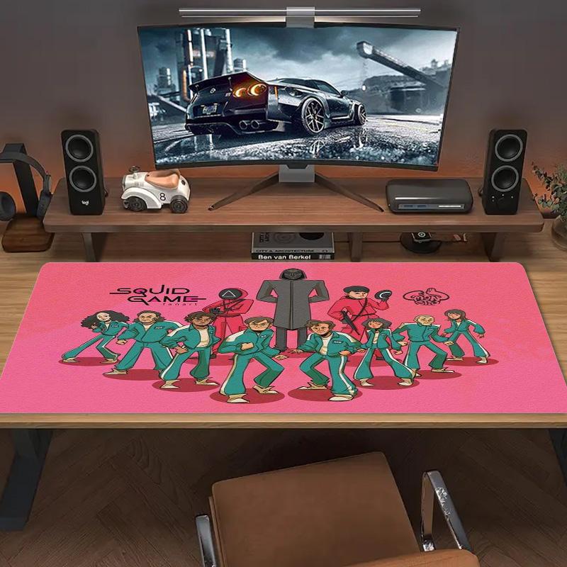 Squid Game Poster Color Mouse Pad Large Gaming Table Cushion Non-slip Laptop Tablet Big Mousepad XXL Mat Mini PC Playmat With Lock Edge