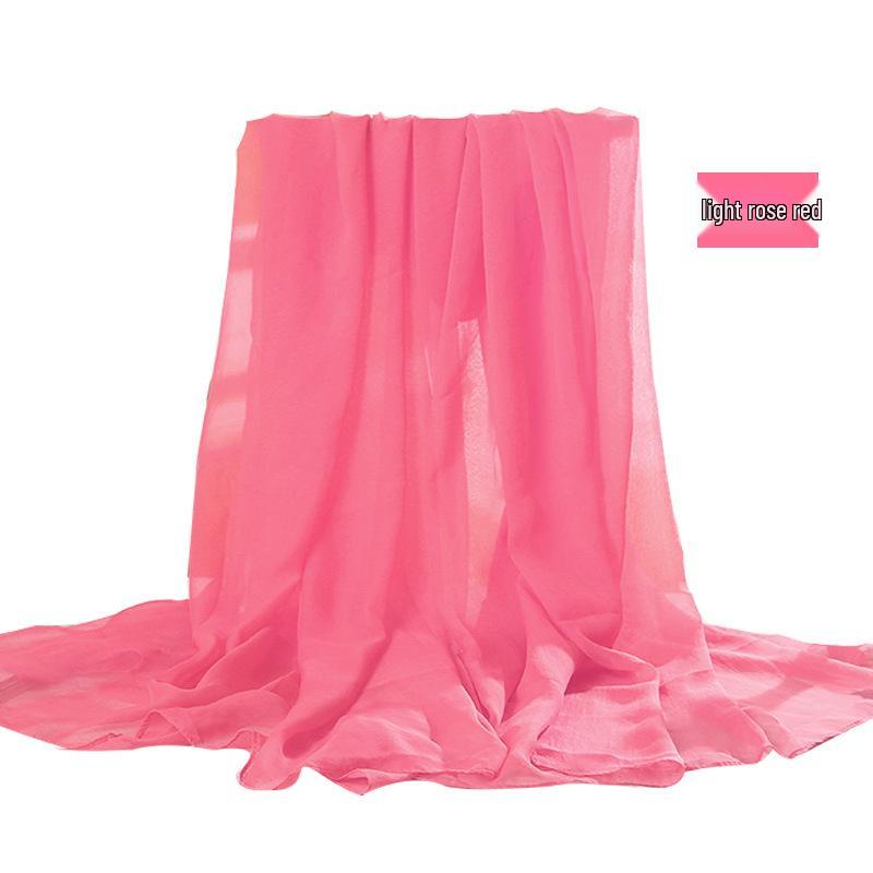Versatile Summer Red Silk Scarf: Multifunctional Imitation Silk Shawl, Sunscreen Beach Towel, Dancing Gauze Scarf for Women