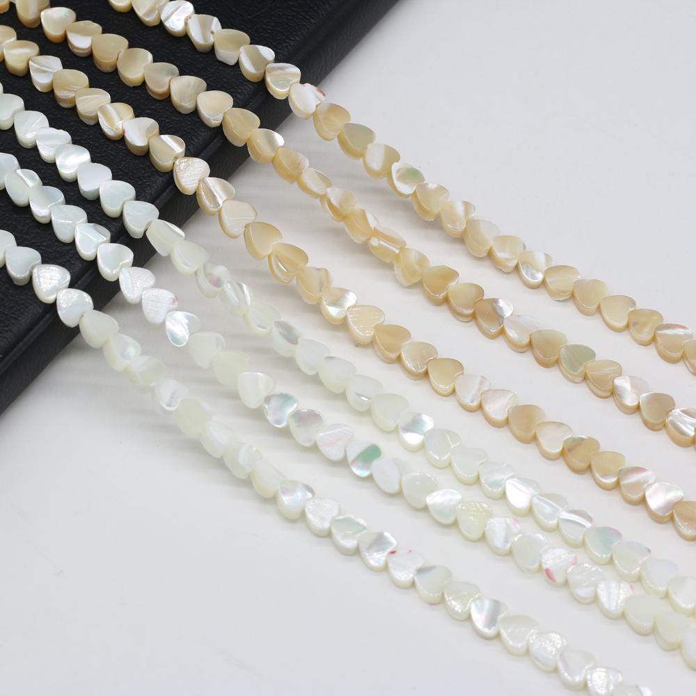 1 Strand Heart Natural Seawater Shell Beads 6mm 8mm 10mm 12mm Beading Loose Spacer Beads for Jewelry Making DIY Necklace Bracelet Accessories 38cm