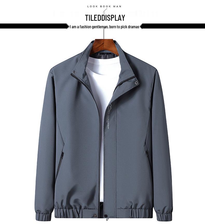 Men's Stand-up Collar Jacket - Spring/Autumn 2024 Korean Casual Plus Size Student Outerwear