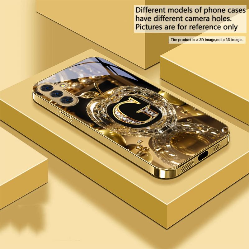 High-End goldener Buchstabe 'F' Für Samsung Galaxy S20 FE S21 S22 S23 Plus S24 Ultra 25Ultra S21+ S9+ S22Plus Goldene Glas-Handyhülle