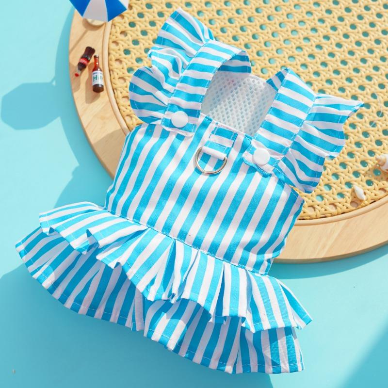 Princess-style Dog Clothes Striped Cat Carrier Dresses Cat Dresses Pet ClothesDog Supplies