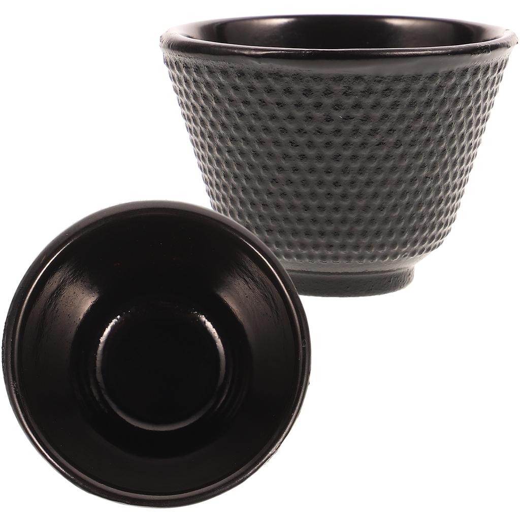 2 Pcs Tea Cups Cast Iron Teacup Retro Japanese Style Teaware Sake Glass Drinking Black