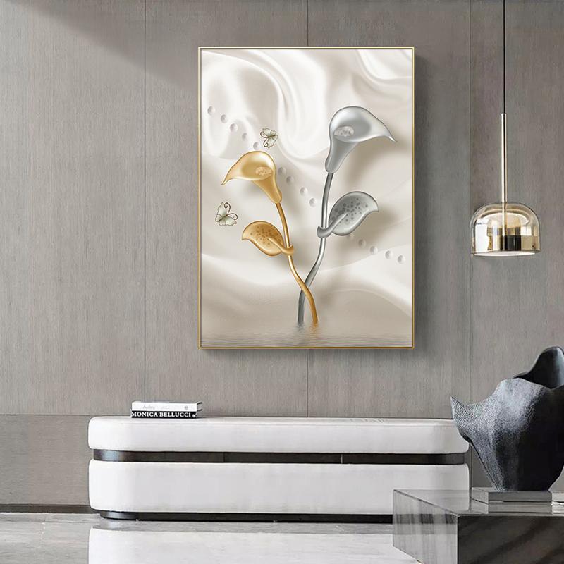 Pink White Flower Poster Leaf Plant Print Canvas Art Painting Wall Photos Modern Home Decor