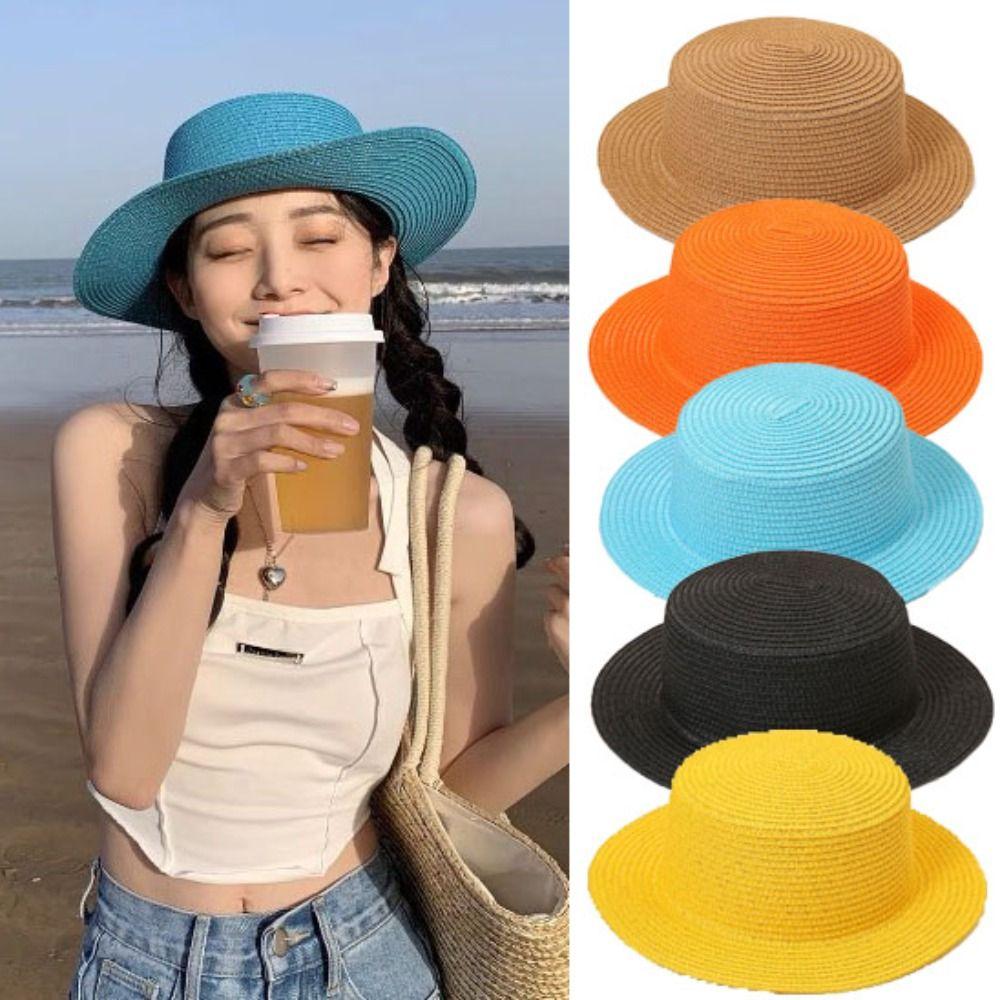 10 Colors Straw Hat UV Protection Sun Protection Hat New Beach Sun Hat  Summer Fashion Wear