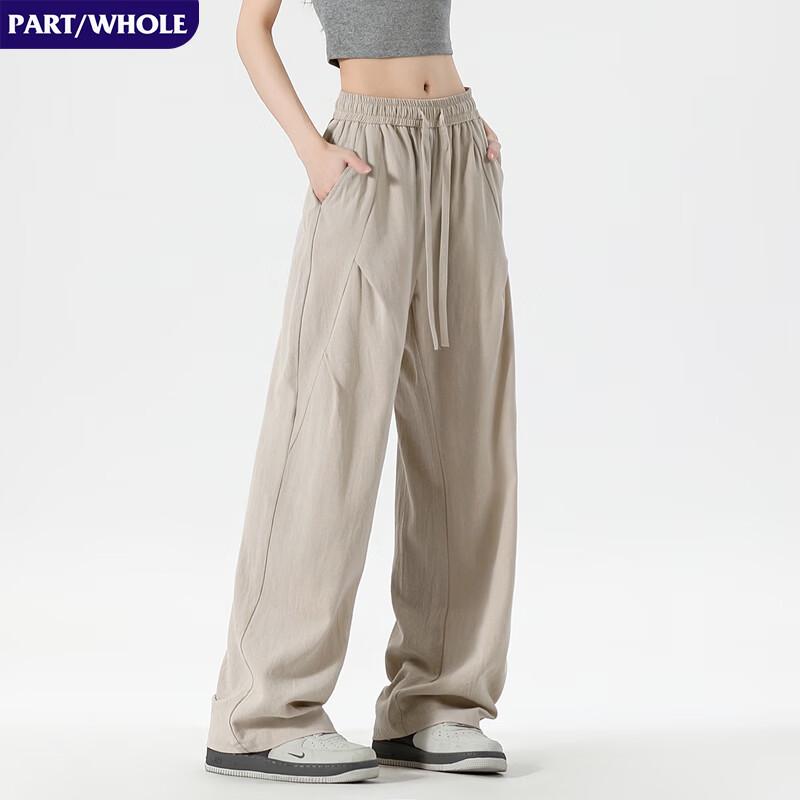 Men s American Style Loose Wide-Leg Pleated Cotton Pants XL абрикосовый