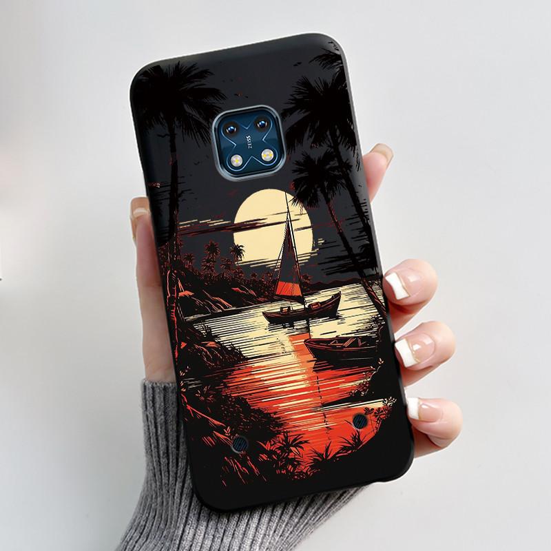 Jelly Color Simple Black Case For Nokia XR20 Popular Little Girl Viral Lucky Pattern Shell With Shockproof Bumper Soft Cover