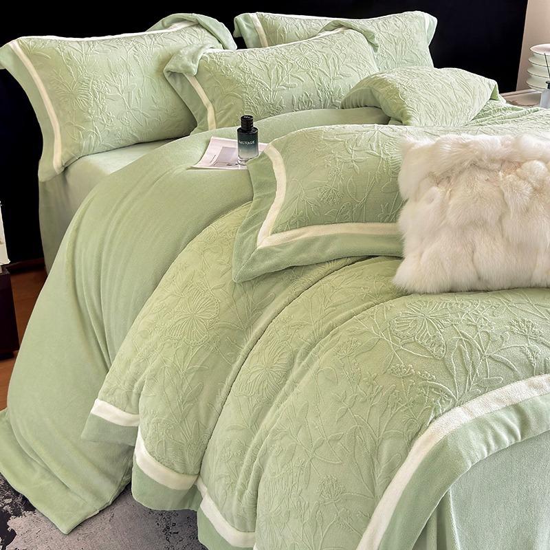 High Gram Weight Thickened Milk Fleece Four-Piece Set Double-Sided Fleece Baby Fleece Anti-Static Warm Bed Kit