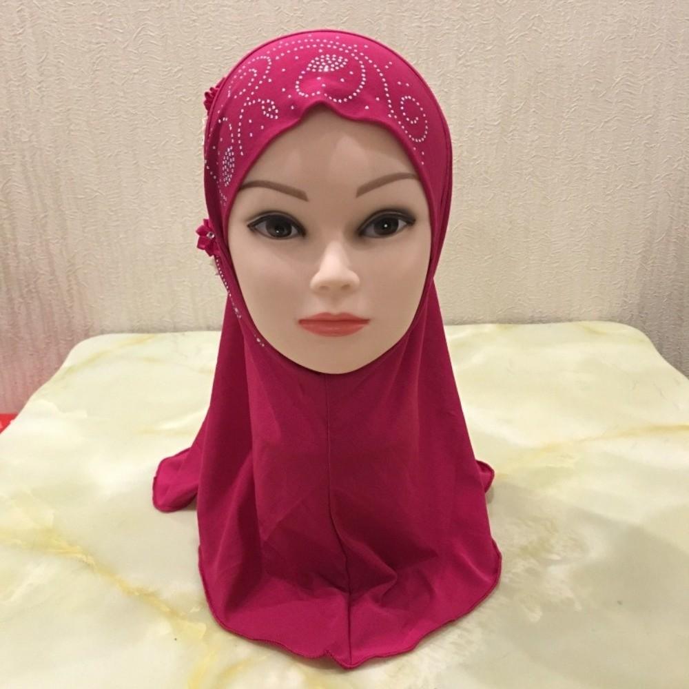 Flower Design Kids Hijab Jersey Material Islamic Headscarf Cute Girls Hijab  Kids Girls