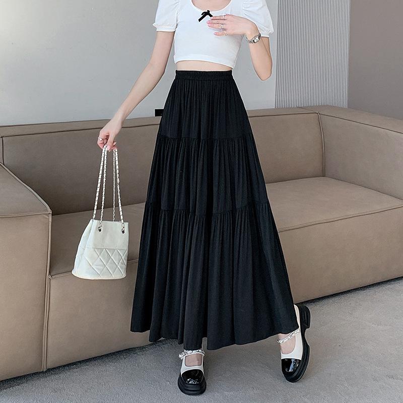 Women's White A-Line Cake Skirt - 2024 Summer High Waist Slim Fit for Pear-Shaped Figures