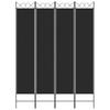 4 Piece Black Folding Screen 160 X 220 Cm Fabric