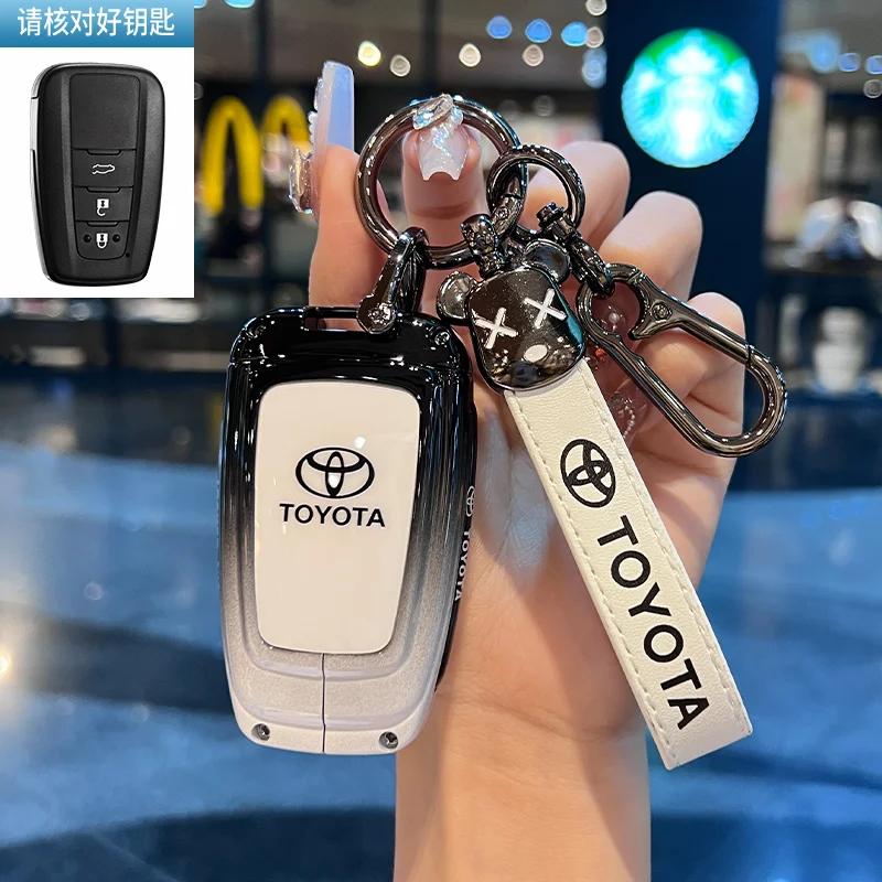 Toyota Car Key Case Cover Shell Fob for CHR Hilux Fortuner Land Cruiser 200 Camry Corolla Crown RAV4 Highland Key Chain Accessor