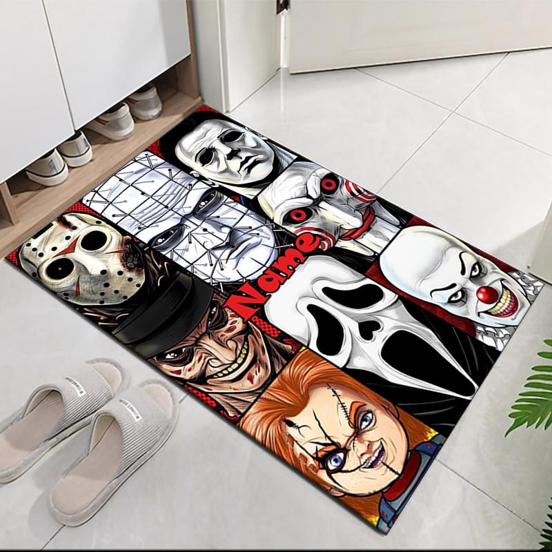 Benutzerdefinierter Name Halloween Horror Bedruckter Teppich, für Bürostuhl Wohnzimmer Schlafzimmer Küchenraum Dekor Geschenke.