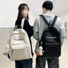 Color Solid Backpack Black White Alphabet Print Pattern College Students Unisex