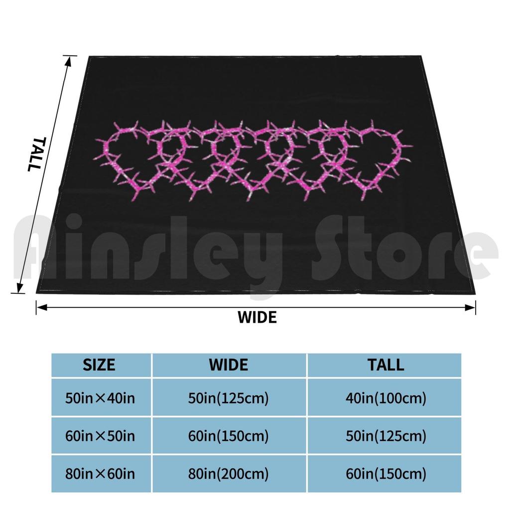 Barbed Wire Hearts Blanket For Sofa Bed Travel Emo Cute Anime Scene Scenecore Webcore Rainbowcore Kidcore