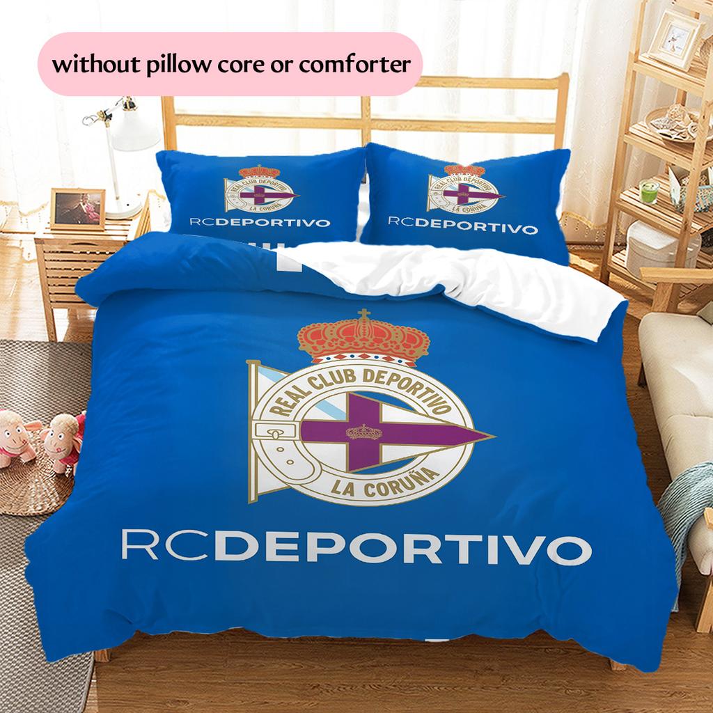Deportivo de La Coruña Set Copripiumino con Fantasia Decorazione per la Casa Regalo (1 * copripiumino + 2 * federe senza imbottitura)