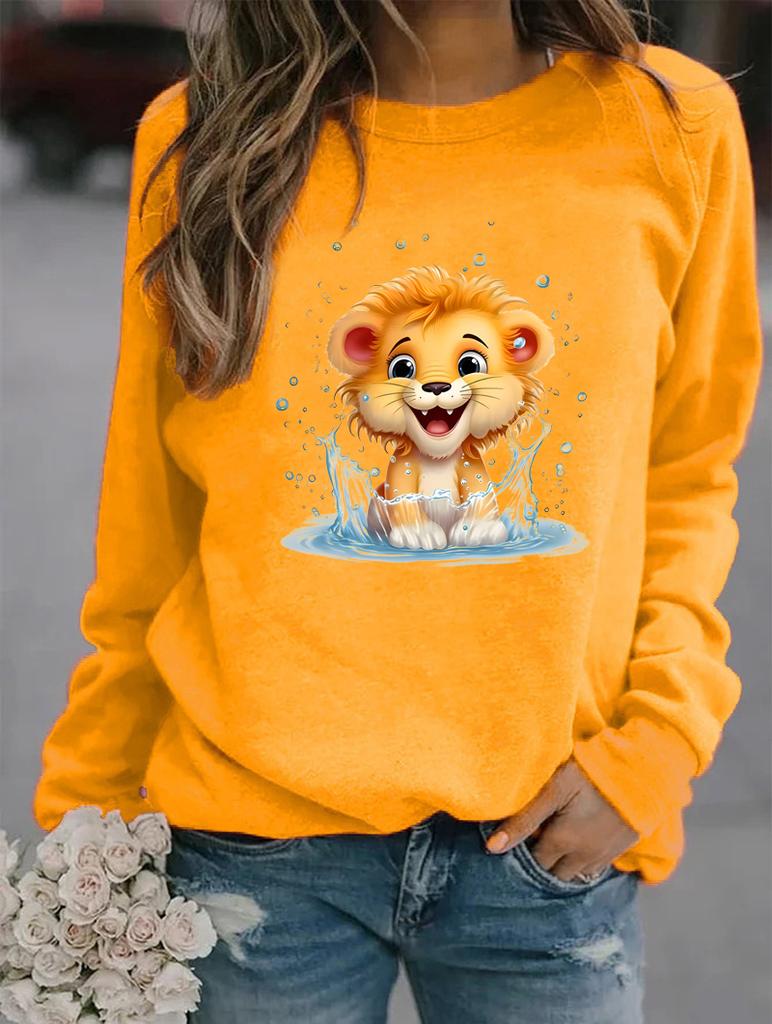 Winter Round Neck Fashion Sweatshirt with Long Sleeves, Featuring a Variety of Popular Patterns for Women