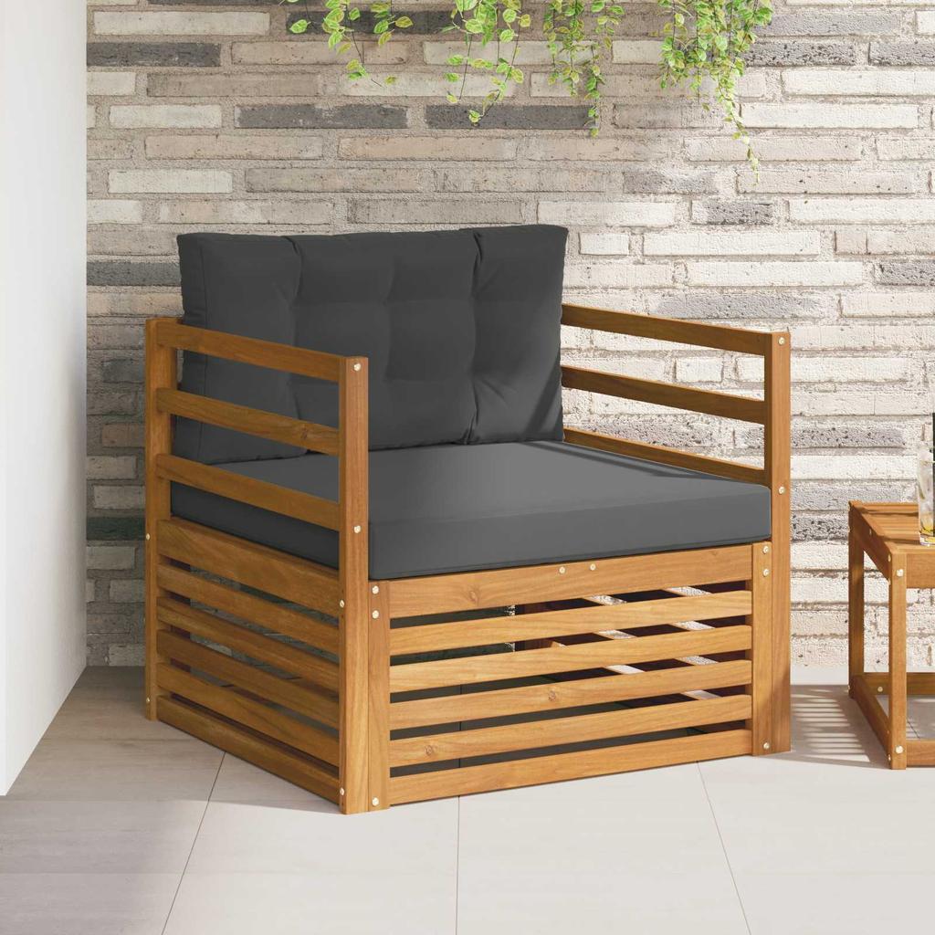 Outdoor Sofa Set Solid Acacia Wood and Polyester