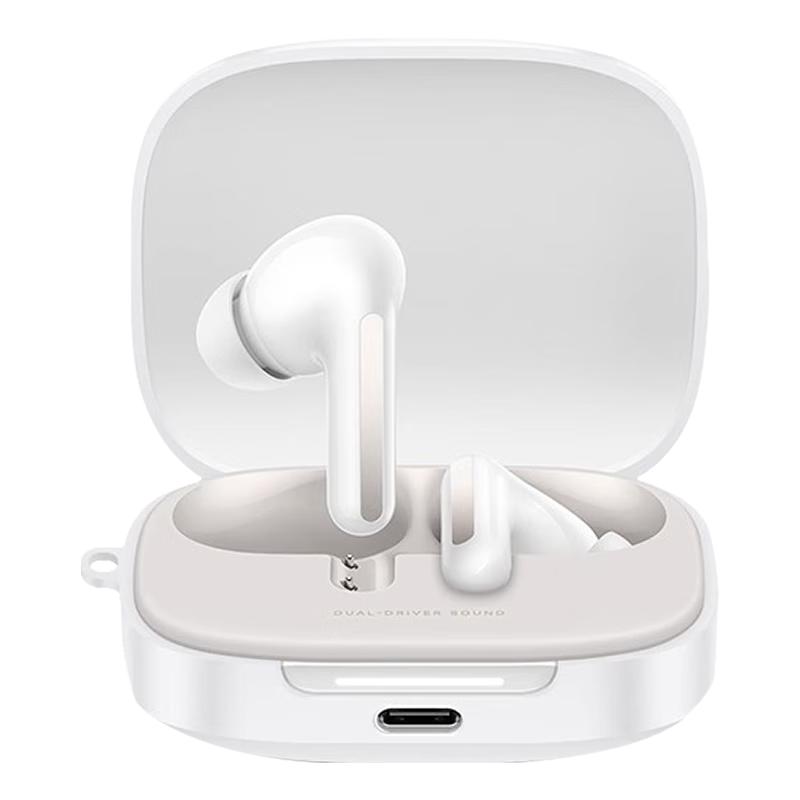 Silikonhülle für Redmi Buds 6, Redmi einfarbige Abdeckung, Ladecase für kabellose Ohrhörer, stoßfeste mattierte Hülle, einfache ultradünne Weichschale, Weiß