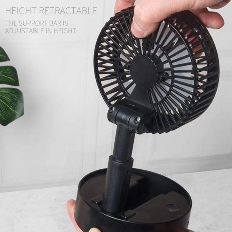 Folding Telescopic Mini Fan USB Rechargeable 3 Speeds Portable Small Desk Fan